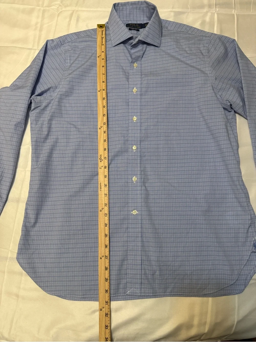 Polo by Ralph Lauren Men's Light Blue Check Dress Shirt Easy Care